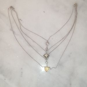 Opal-like and silver necklace
